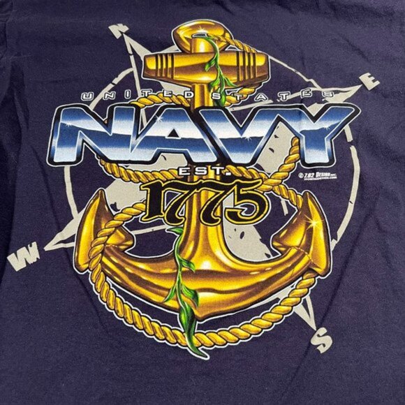 US Navy Anchor T-Shirt 7.62 Design Blue Men's Size M logo on back short sleeve - Picture 5 of 7